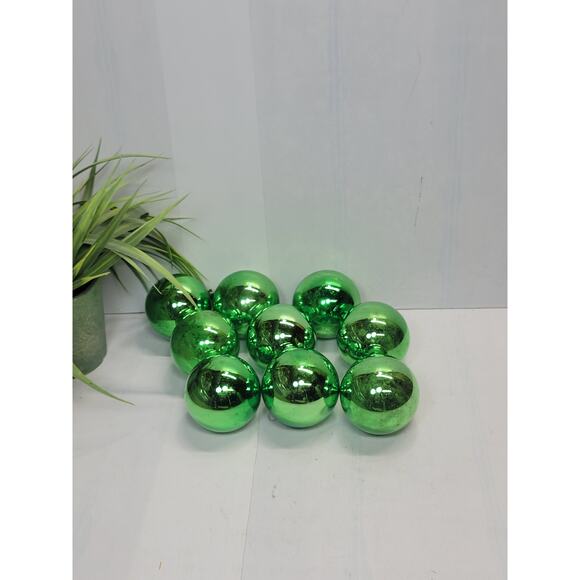 9 Vintage Green Glass Christmas Ornaments, Japan - Picture 1 of 4